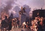 Johannes Adam  Oertel Pulling Down the Statue of King George III Germany oil painting reproduction